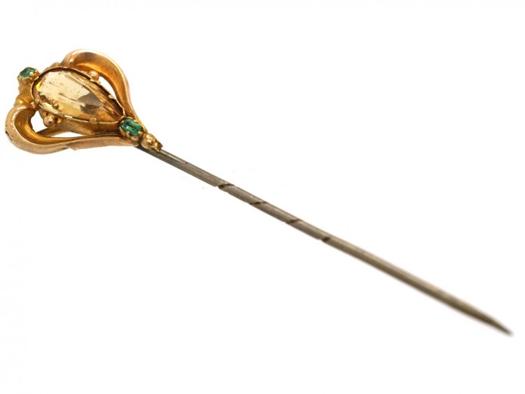 Georgian 15ct Gold, Topaz & Emerald Tie Pin