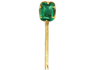 Edwardian 15ct Gold, Emerald Paste Tie Pin