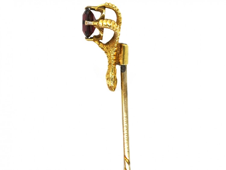 Victorian 18ct Gold Claw Tie Pin Set With a Garnet