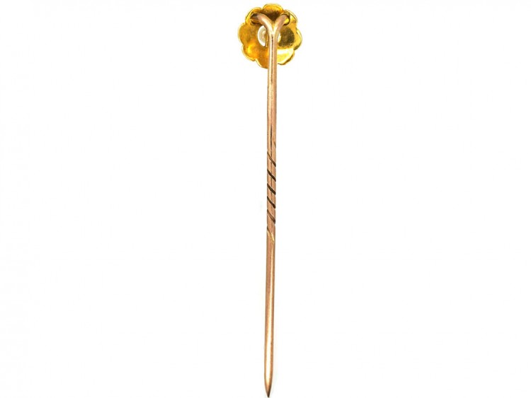 Edwardian 15ct Gold & Natural Split Pearl Cluster Tie Pin