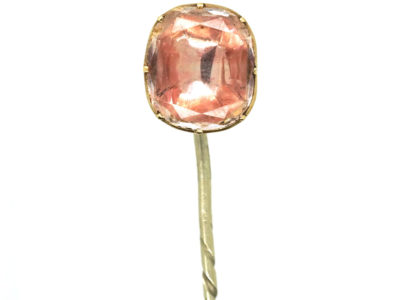 Georgian Pink Foiled Rock Crystal Tie Pin