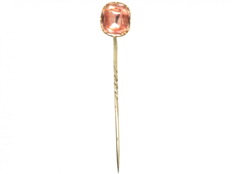 Georgian Pink Foiled Rock Crystal Tie Pin