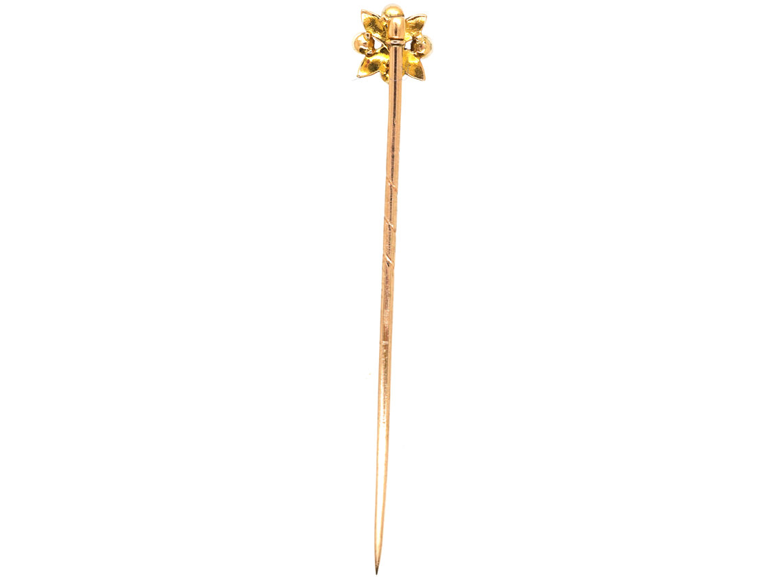 Edwardian 15ct Gold, Enamel & Natural Pearl Tie Pin (198/O) | The ...