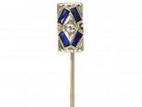 Art Deco Sapphire & Diamond Rectangular Tie Pin