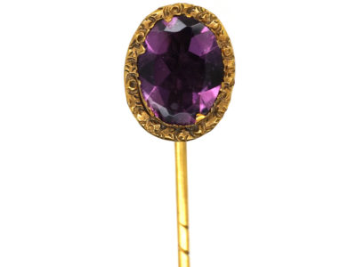 Georgian 15ct Gold & Foiled Amethyst Tie Pin