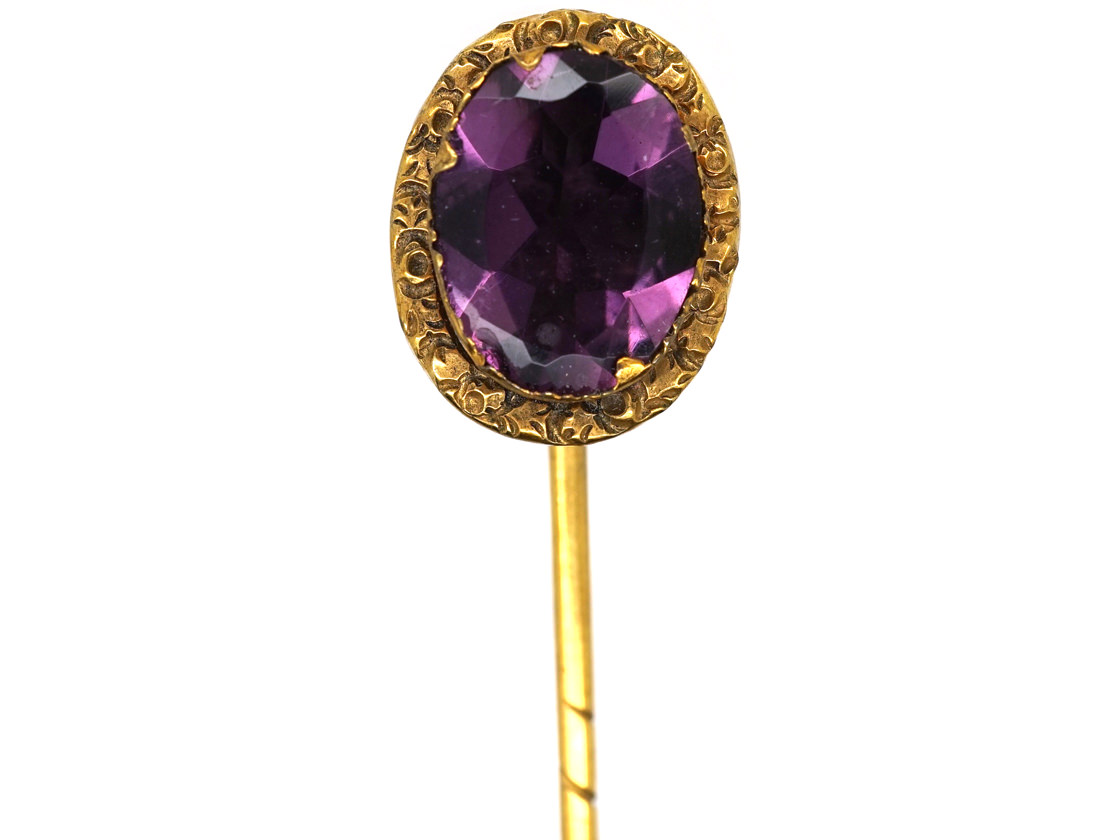 15ct Gold & Foiled Amethyst Tie Pin (33SS) The Antique