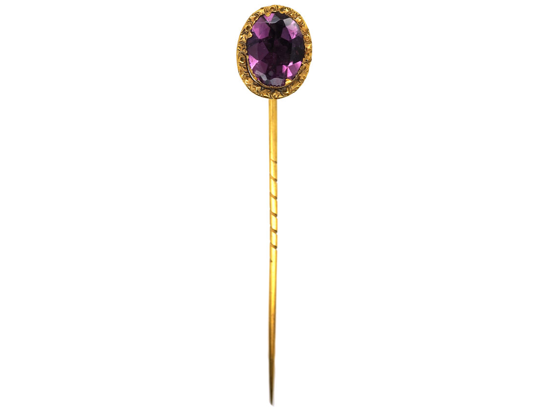 Georgian 15ct Gold & Foiled Amethyst Tie Pin (33SS) | The Antique ...