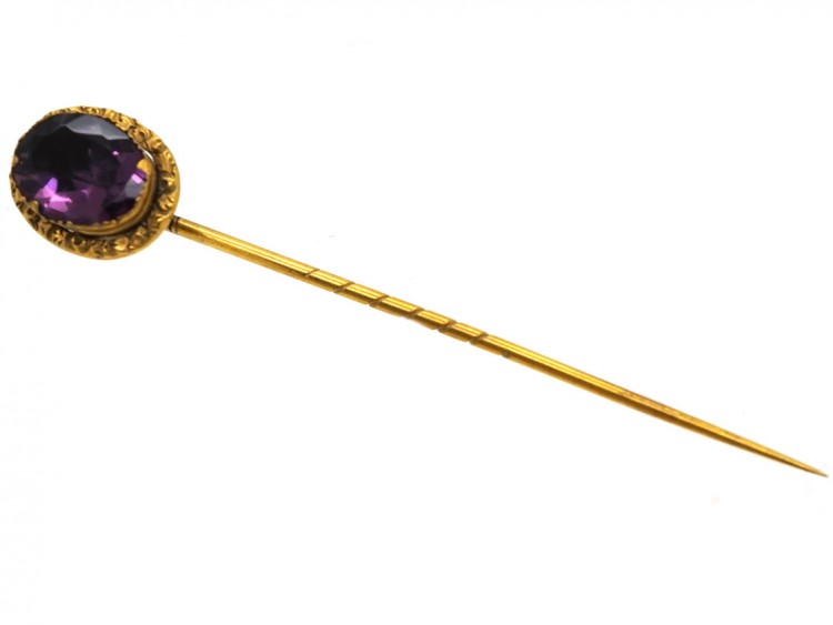 Georgian 15ct Gold & Foiled Amethyst Tie Pin