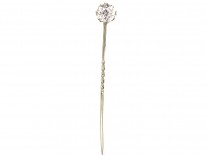Rock Crystal White Gold Tie Pin
