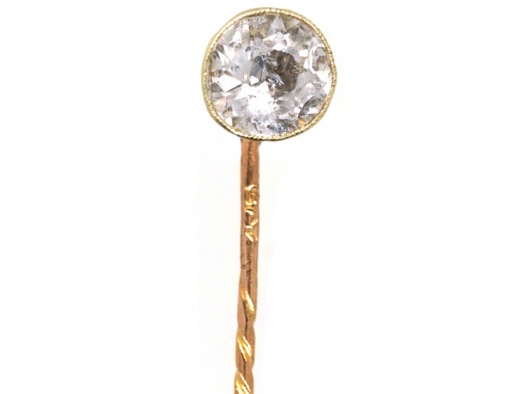 Edwardian 9ct Gold & Rock Crystal Tie Pin