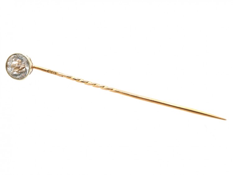 Edwardian 9ct Gold & Rock Crystal Tie Pin
