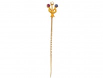 Edwardian Ruby, Sapphire & Natural Pearl Tie Pin