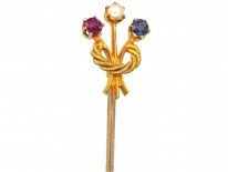 Edwardian Ruby, Sapphire & Natural Pearl Tie Pin