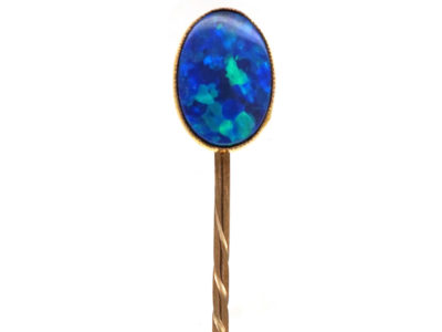 Edwardian 15ct Gold Opal Doublet Tie Pin