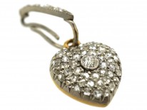Edwardian Platinum & 15ct Gold Diamond Set Heart Pendant
