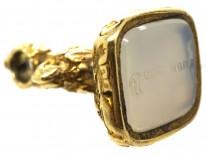 Georgian 18ct Gold Cased Seal With Grey Chalcedony Base With 'Entre Nous' Engraved