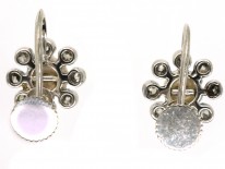 Edwardian 18ct White Gold, Natural Pearl & Diamond Daisy Earrings