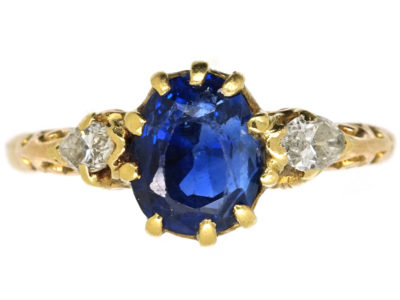 Edwardian 18ct Gold, Burma Sapphire & Diamond Ring