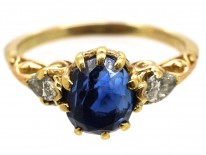 Edwardian 18ct Gold, Burma Sapphire & Diamond Ring