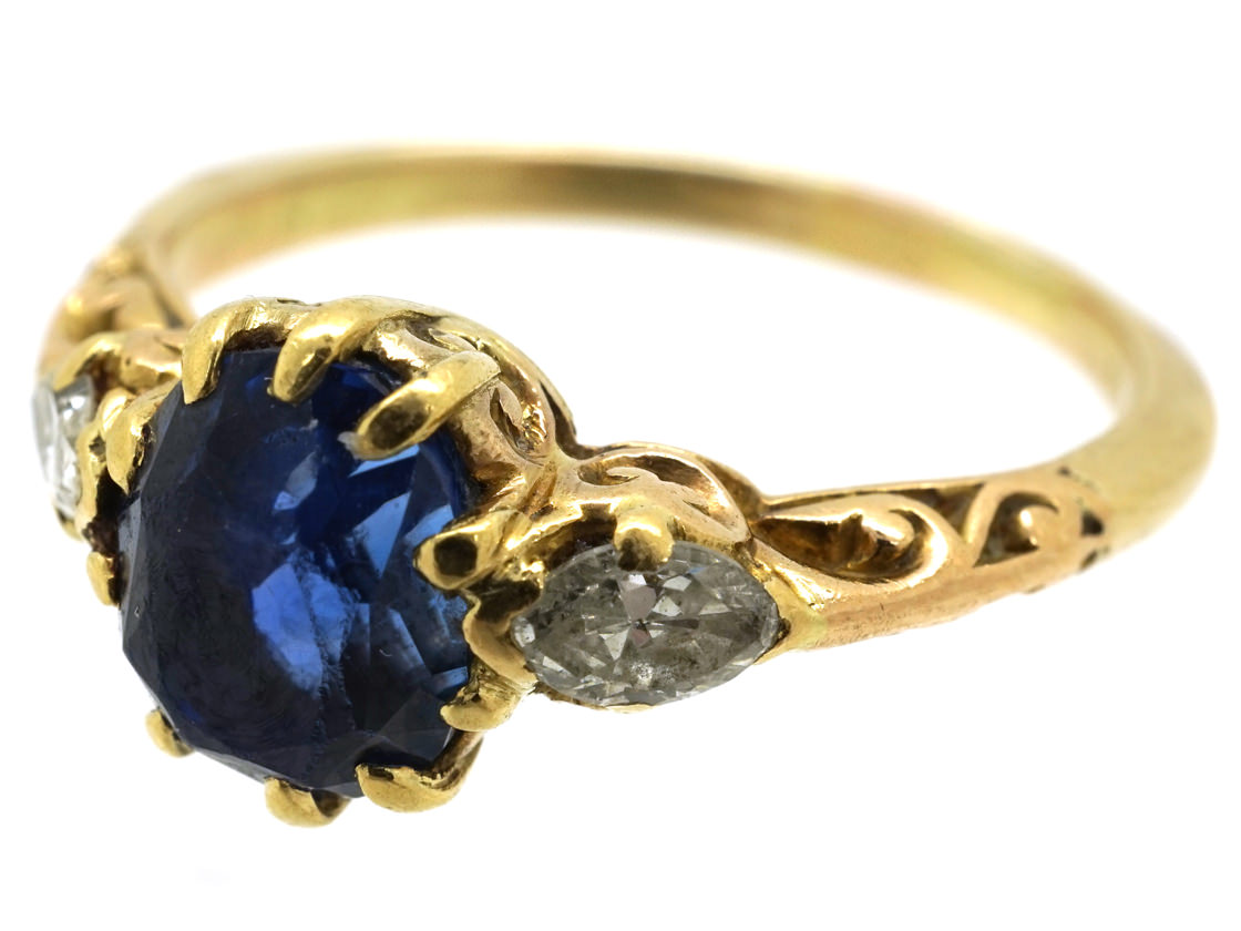 Edwardian 18ct Gold, Burma Sapphire & Diamond Ring (257K) | The Antique ...
