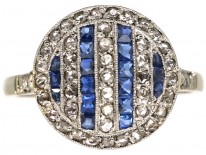 Art Deco 18ct Gold & Platinum, Sapphire & Rose Diamond Ring