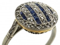 Art Deco 18ct Gold & Platinum, Sapphire & Rose Diamond Ring