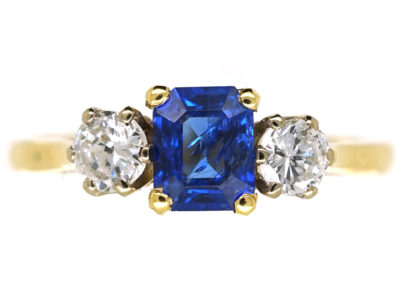 18ct Gold, Sapphire & Diamond Three Stone Ring