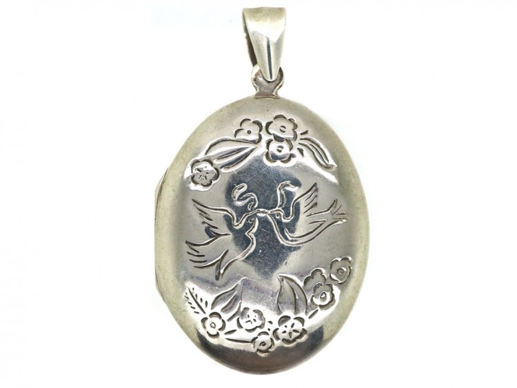 Two Doves Silver Locket
