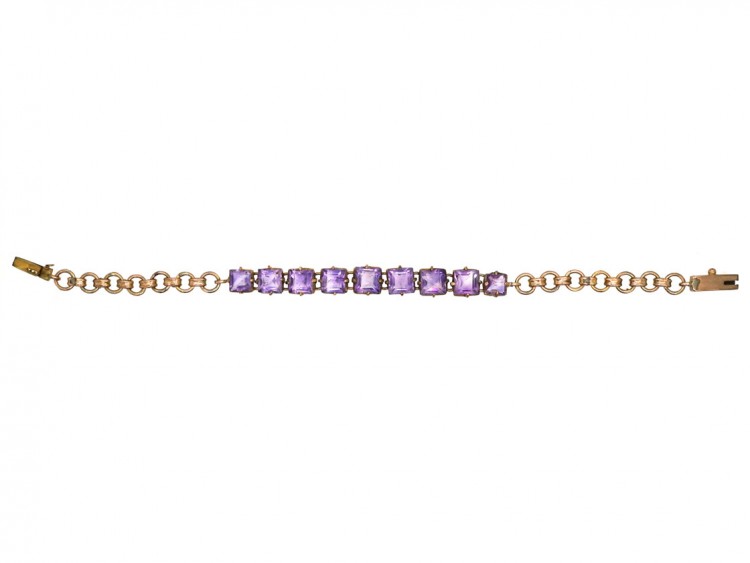 9ct Gold & Amethyst Nine Stone Bracelet