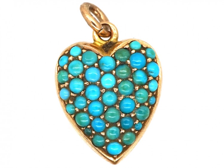 Edwardian 15ct  gold & Turquoise Heart Pendant