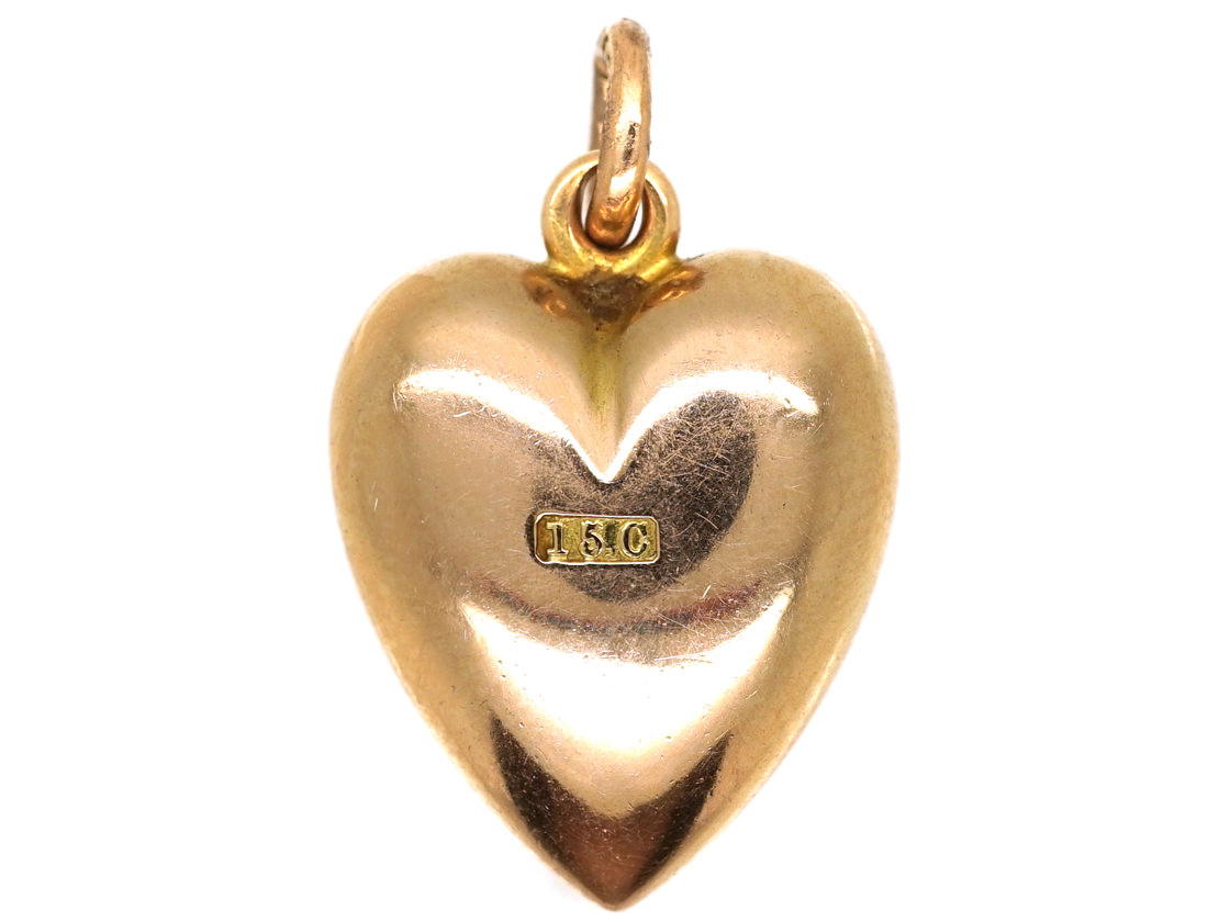 Edwardian 15ct gold & Turquoise Heart Pendant (215K) | The Antique ...