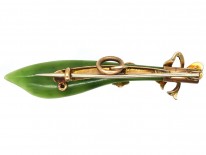 9ct Gold & Nephrite Lily of The Valley Brooch