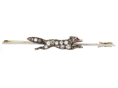 Edwardian Diamond Set Running Fox Brooch