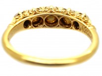 Edwardian 18ct Gold, Rose Diamond & Natural Split Pearl Carved Half Hoop  Ring