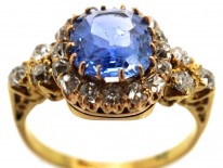Edwardian 18ct Gold, Diamond & Ceylon Sapphire Ring