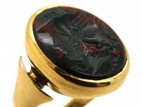 Victorian 9ct Gold Signet Ring With a Bloodstone Intaglio of Hermes