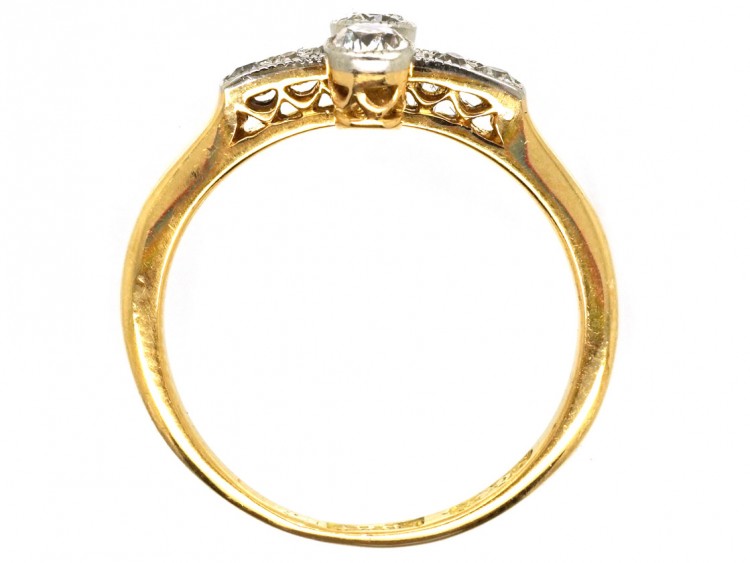 Edwardian 18ct , Platinum & Diamond Two Stone Ring