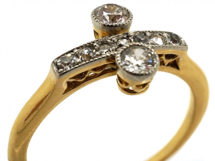 Edwardian 18ct , Platinum & Diamond Two Stone Ring