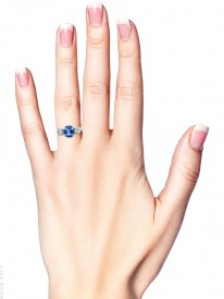 18ct White Gold, Sapphire & Diamond Three Stone Ring