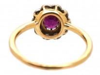 Edwardian 18ct Gold, Platinum, Ruby & Diamond Cluster Ring