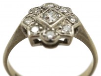 Art Deco 18ct Gold, Platinum, Diamond Cluster Ring
