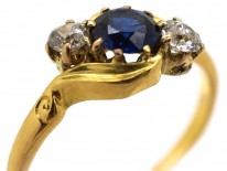 Edwardian 18ct Gold, Platinum, Sapphire & Diamond Twist Ring