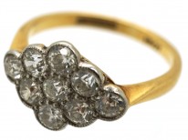 Edwardian 18ct Gold , Platinum & Diamond Cluster Ring