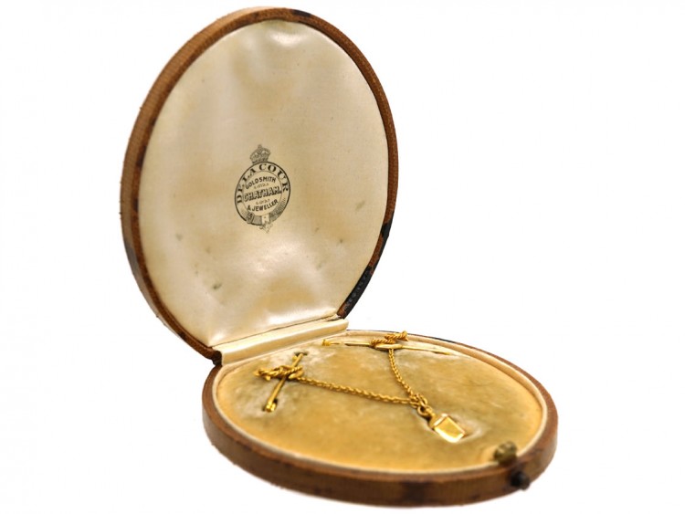Pair of 15ct Gold Nautical Brooches With Lantern in Original Case