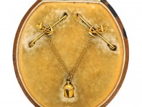 Pair of 15ct Gold Nautical Brooches With Lantern in Original Case
