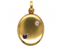 Edwardian 18ct Gold Sapphire & Diamond Oval Locket