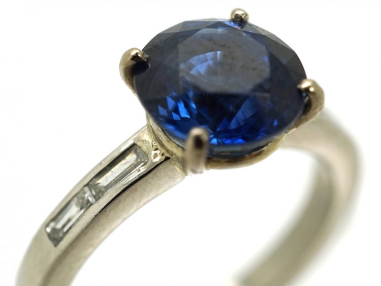 18ct White Gold Two Carat Sapphire & Diamond Ring