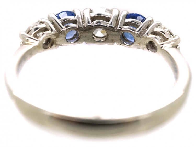 18ct White Gold, Sapphire & Diamond Five Stone Ring