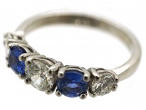 18ct White Gold, Sapphire & Diamond Five Stone Ring