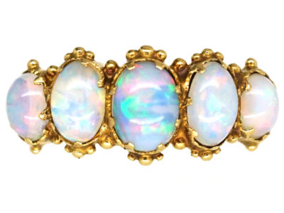 Regency 15ct Gold & Opal Five Stone Ring